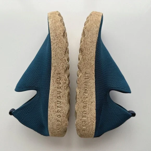 Asportuguesas Fly London Prado Stretch Fabric Teal Slip On Comfort Shoes 39 8 - Picture 3 of 7